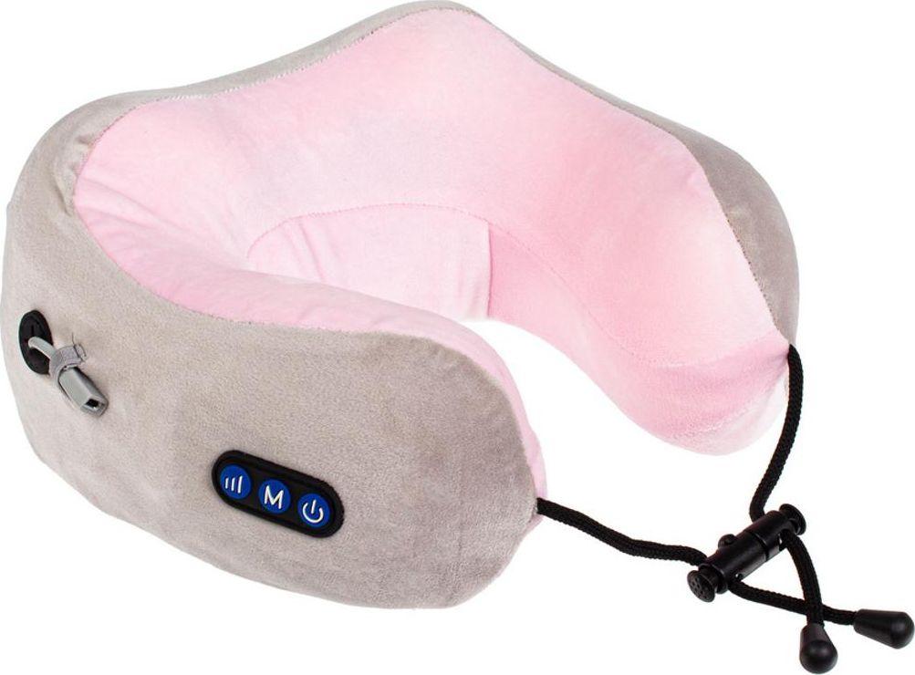 Дорожная подушка-подголовник для шеи с завязками, серо-розовая - фото 1 - id-p168532110