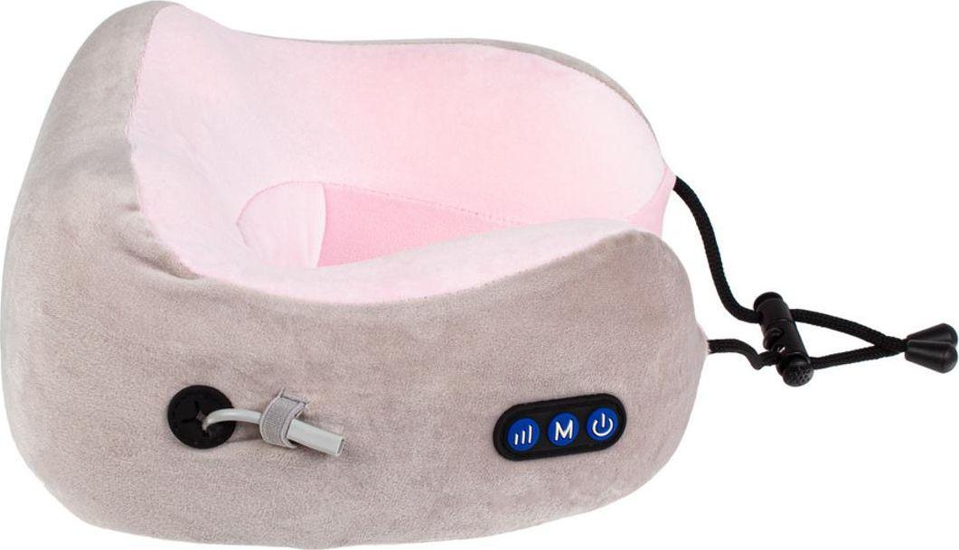 Дорожная подушка-подголовник для шеи с завязками, серо-розовая - фото 2 - id-p168532110