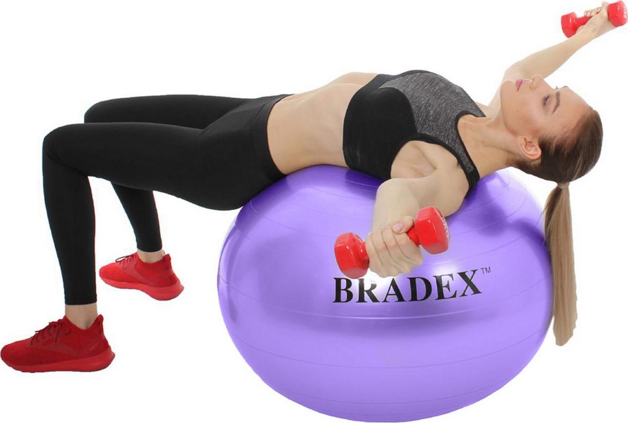 Мяч для фитнеса «ФИТБОЛ-75» Bradex SF 0719 с насосом, фиолетовый - фото 4 - id-p168532259