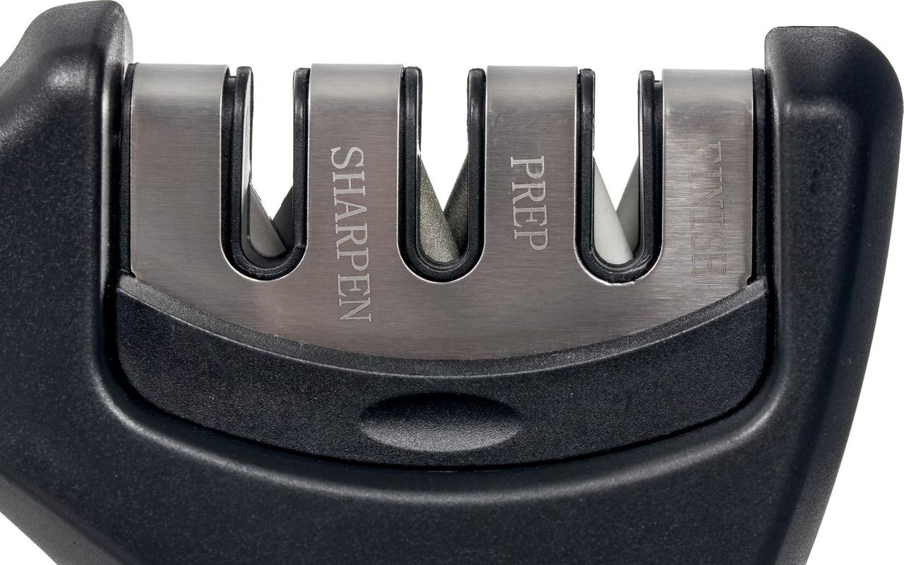 Точилка для ножей 3 уровня заточки, 20,5x7,5x4,4 см, металл, пластик, черная - фото 5 - id-p168532324