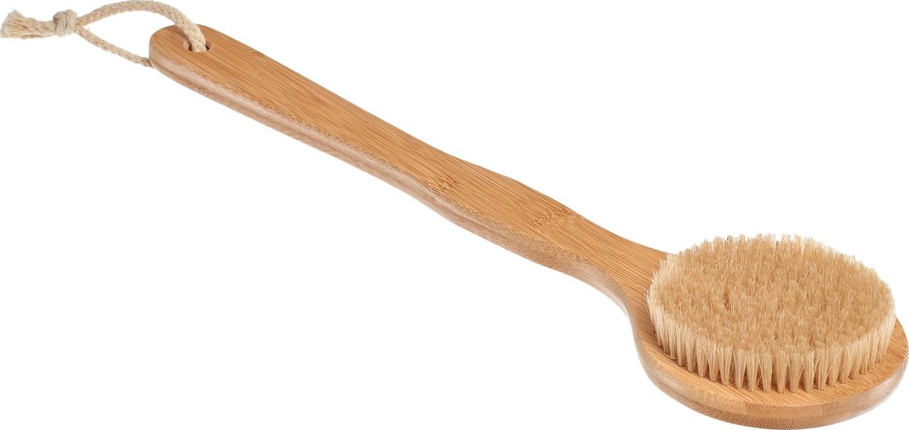 Щётка для сухого массажа из бамбука с щетиной кабана с ручкой 39 см - фото 1 - id-p172822669