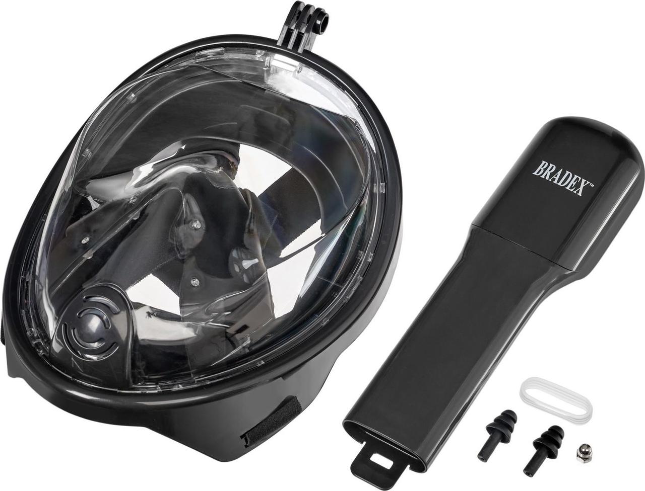 Маска для плавания и снорклинга с креплением для экшн-камеры, черная, S,M - фото 2 - id-p168531819