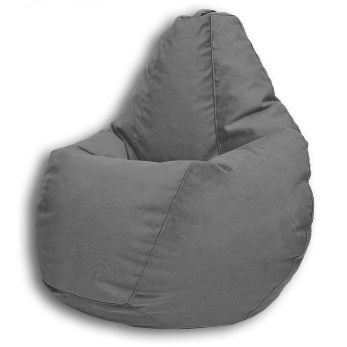 Кресло-мешок «Груша» Позитив Lovely, размер M, диаметр 70 см, высота 90 см, велюр, цвет серый - фото 2 - id-p190088586
