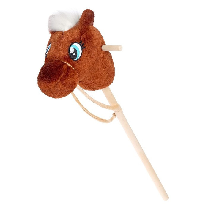 Мягкая игрушка «Конь-скакун», на палке, цвет коричневый - фото 1 - id-p190089560