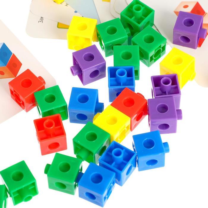 Обучающий набор «Кубики-конструктор: логика и внимание» с заданиями, 50 кубиков, по методике Монтессори - фото 3 - id-p190087934
