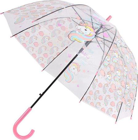 Зонт прозрачный «ЕДИНОРОГ» розовый, фото 2