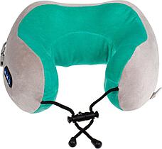 Дорожная подушка-подголовник для шеи с завязками, серо-зелёная, фото 2