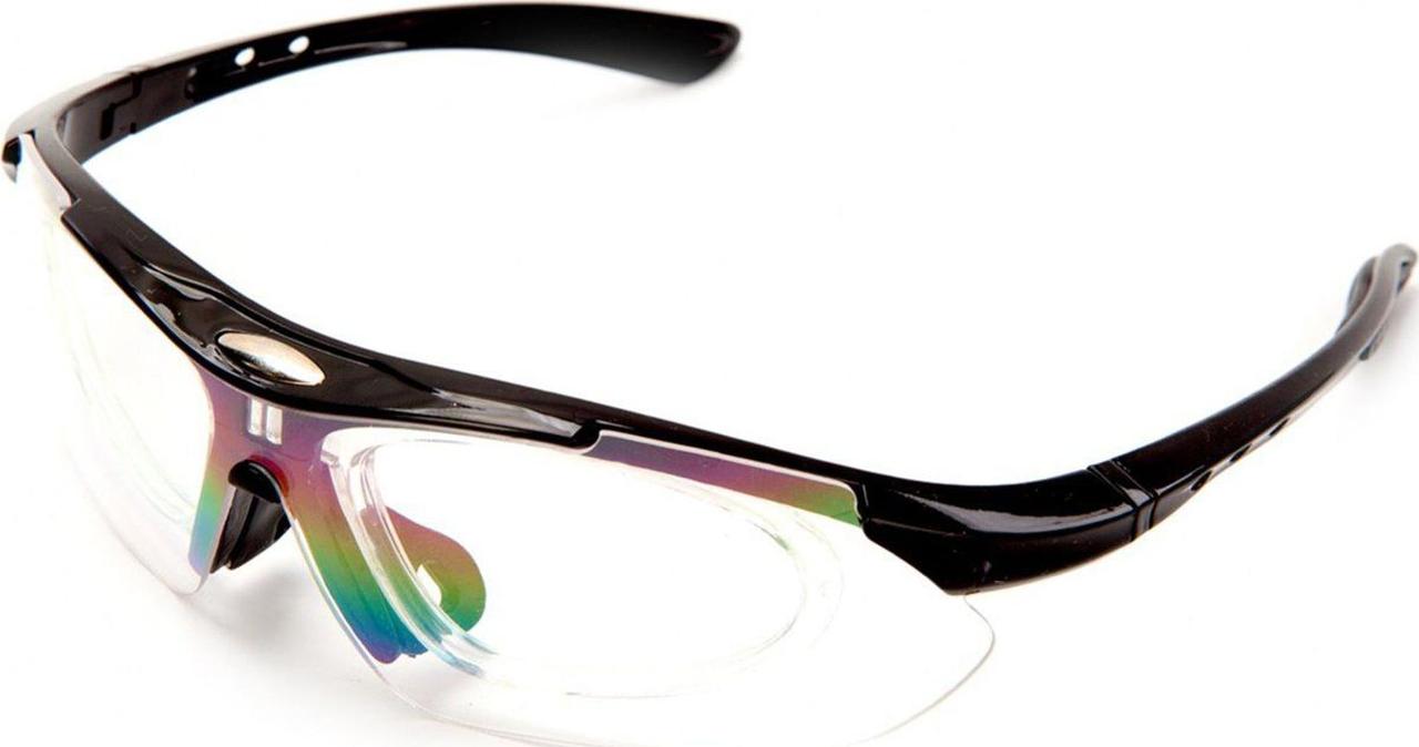 Очки спортивные солнцезащитные с 5 сменными линзами в чехле, черные - фото 3 - id-p168545651