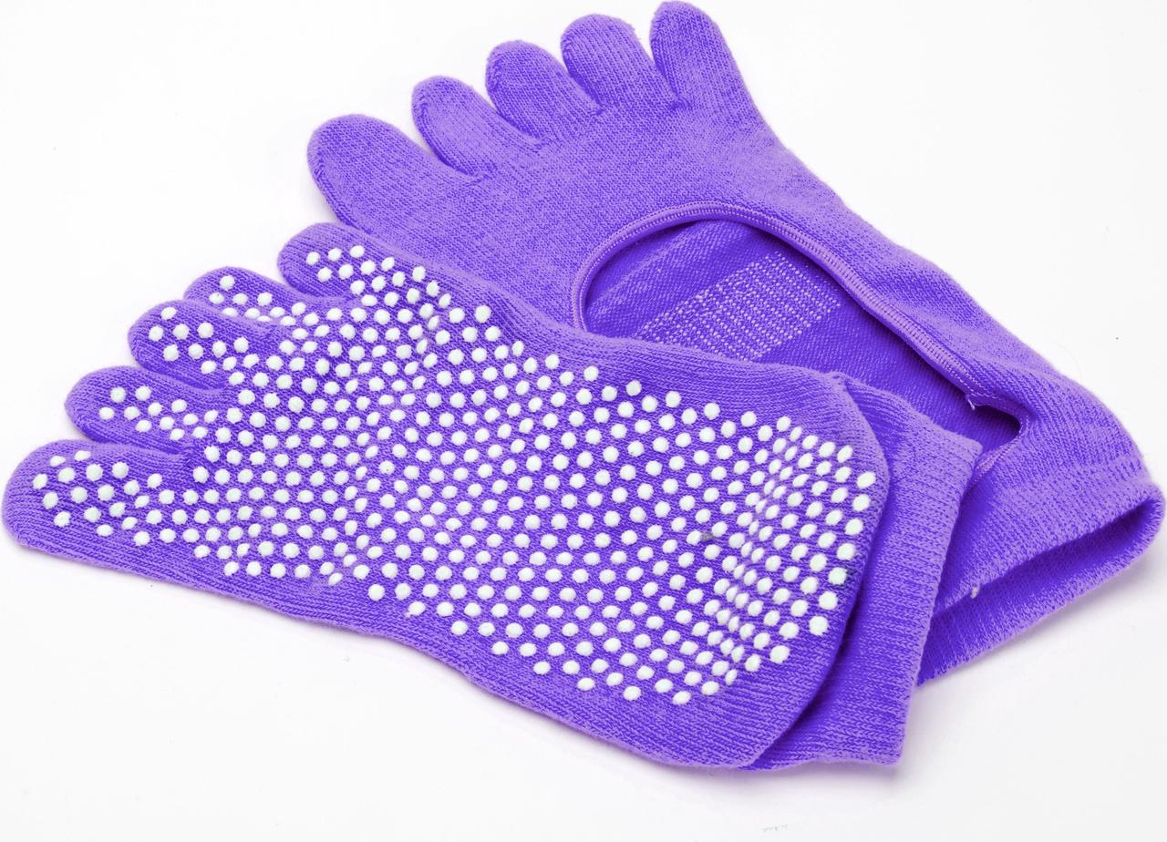 Носки противоскользящие для занятий йогой открытые, фиолетовые - фото 3 - id-p168546291