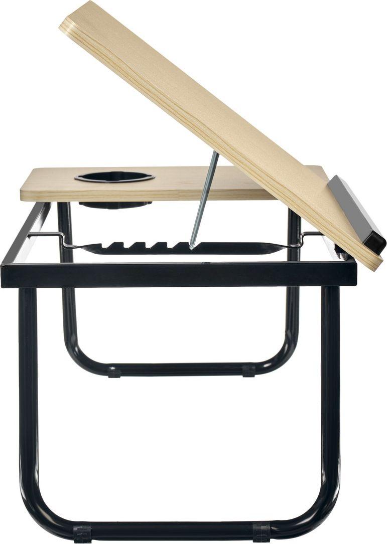 Стол складной с подъёмной крышкой и подстаканником «ВИТА», 55x32x25см, мдф, металл, св.дерево, черный - фото 4 - id-p184695976