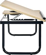 Стол складной с подъёмной крышкой и подстаканником «ВИТА», 55x32x25см, мдф, металл, св.дерево, черный, фото 3