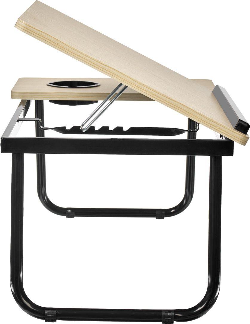 Стол складной с подъёмной крышкой и подстаканником «ВИТА», 55x32x25см, мдф, металл, св.дерево, черный - фото 6 - id-p184695976