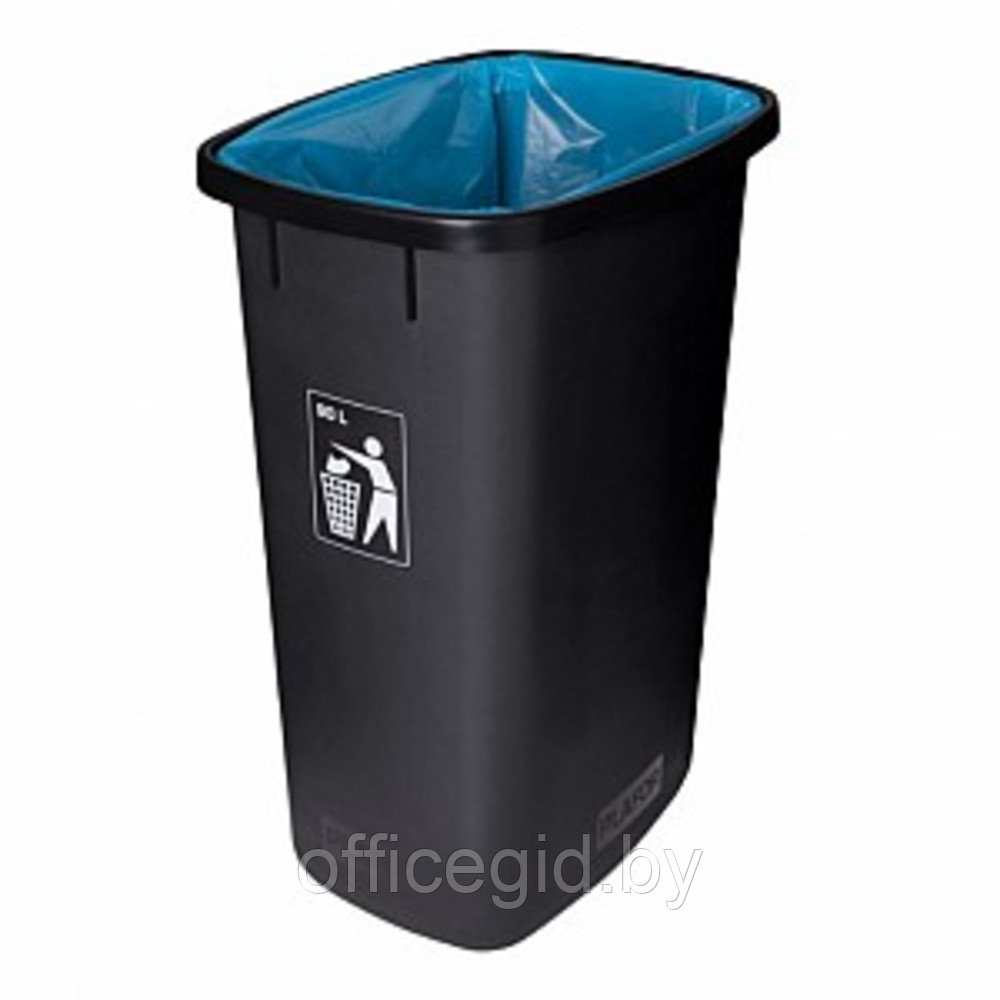Урна Plafor Sort bin для мусора 90л, цв.черный/голубой - фото 3 - id-p190102416