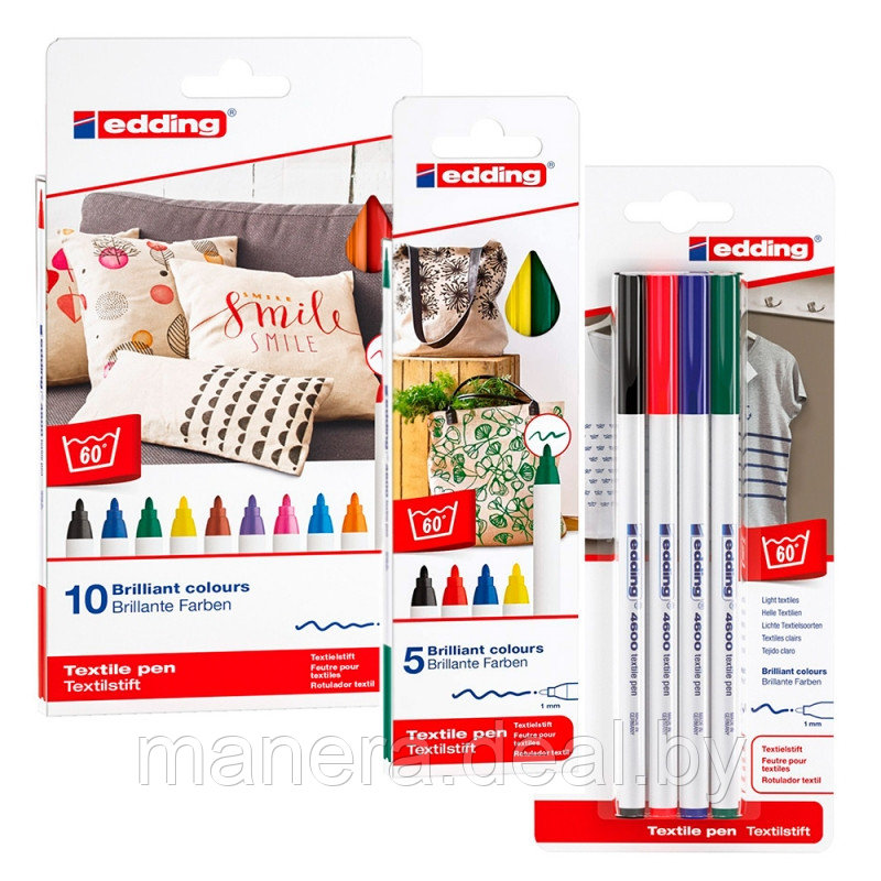 Набор маркеров для текстиля Edding "E-4600 Basic" 4 шт - фото 1 - id-p190105370