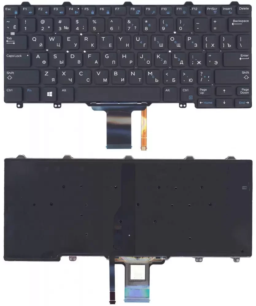 Клавиатура для ноутбука Dell E5250, черная с подсветкой - фото 1 - id-p117485827