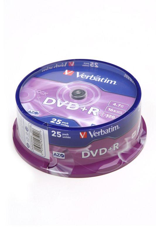 Записываемый компакт-диск Verbatim 43500 DVD-R 4.7Gb 16x CB/25, 1 штука