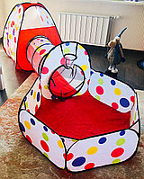 Детская игровая палатка домик с бассейном и тоннелем (280 см общая длины), арт. MG-13 (красный)