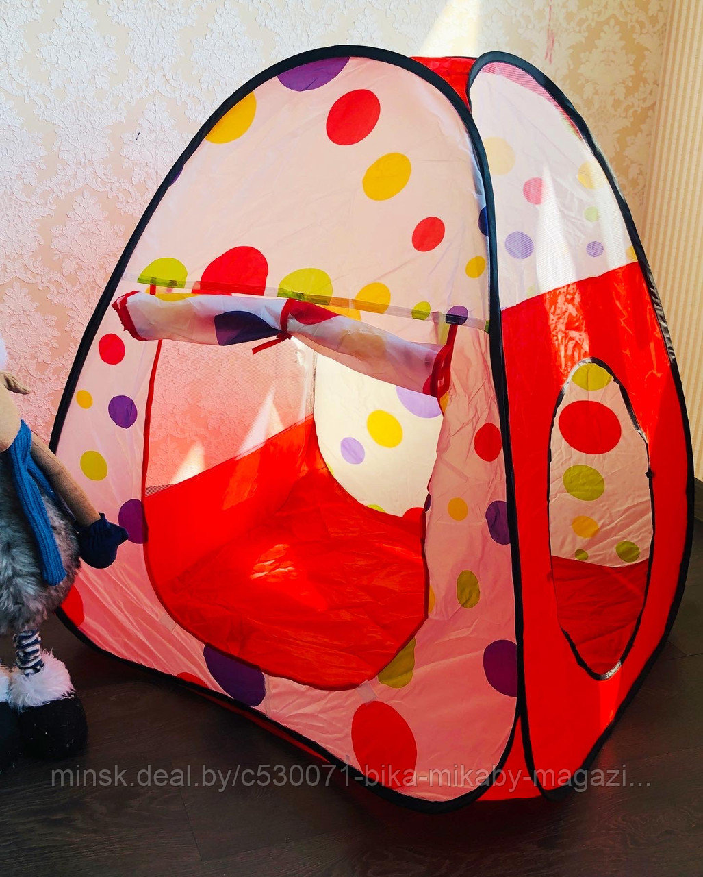 Детская игровая палатка домик с бассейном и тоннелем (280 см общая длины), арт. MG-13 (красный) - фото 6 - id-p190111332