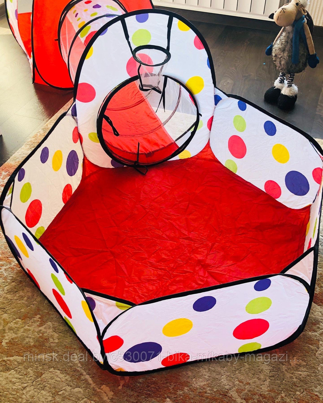Детская игровая палатка домик с бассейном и тоннелем (280 см общая длины), арт. MG-13 (красный) - фото 4 - id-p190111332
