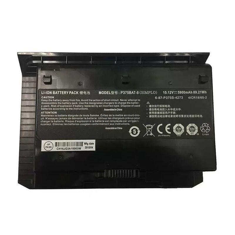 Аккумулятор (батарея) P375BAT-8 для ноутбука Clevo P375BAT-8, P377SM, P375S, 89.21Вт, 5900мАч, 15.12В