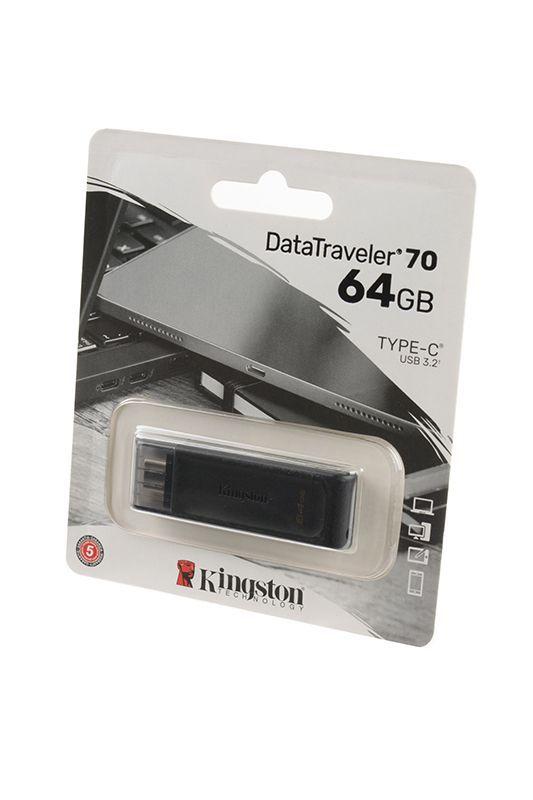 Kingston USB 3.0/3.2 Gen 1/Type-C 64GB DataTraveler 70, черный BL1