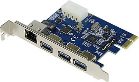 Orient VA-3U3A88PE (OEM) PCI-Ex1, USB3.0, 3 port-ext + LAN UTP 1000Mbps