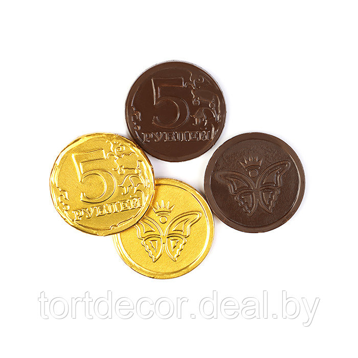 Шоколадные монетки "5 рублей" 4см 1шт - фото 1 - id-p157793312