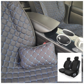 Модельные автонакидки на передние сиденья (льняной комплект) PREMIUM с боковой частью ПОДУШКА в подарок - фото 1 - id-p189296043
