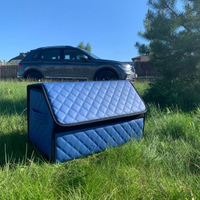 Автомобильный органайзер Кофр в багажник LUX CARBOX Усиленные стенки (размер 50х30см) Синий с синей строчкой - фото 1 - id-p180862344