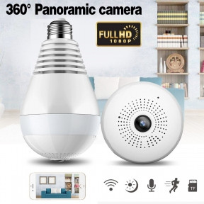 Панорамная WI FI камера в виде лампочки 360 (датчик движения, режим день/ночь, микрофон, динамик, 1080Р, - фото 1 - id-p179624193