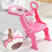 Детское сиденье накладка на унитаз с лестницей Potty Training Seat/ мягкое сидение Розовый