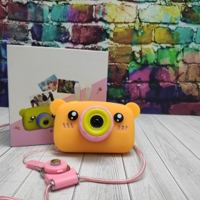 NEW design Детский фотоаппарат Zup Childrens Fun Camera со встроенной памятью и играми Мишка Оранжевый