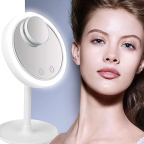 Зеркало с подсветкой LED FAN MIRROR вентилятором/мини зеркалом 5-ти кратным увеличением (Хлопай ресницами и - фото 1 - id-p166801294