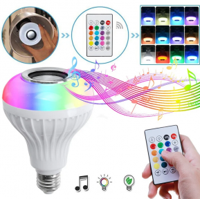 Музыкальная мульти RGB лампа колонка Led Music Bulb с пультом управления / Умная Bluetooth лампочка 16