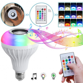 Музыкальная мульти RGB лампа колонка Led Music Bulb с пультом управления / Умная Bluetooth лампочка 16 - фото 1 - id-p166222858