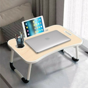 Складной стол (столешница) трансформер для ноутбука / планшета с подстаканником Folding Table, 59х40 см - фото 1 - id-p179625008