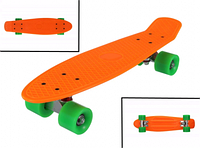 Скейтборд Пенни Борд (Penny Board) однотонный, матовые колеса 2 дюйма (цвет микс), до 60 кг. Оранжевый