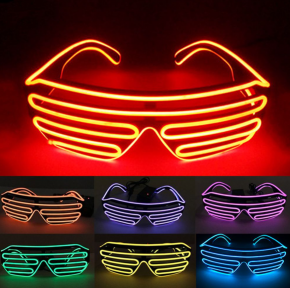 Светодиодные очки EL Wire для вечеринок с подсветкой (три режима подсветки) Оранжевые - фото 1 - id-p179623472