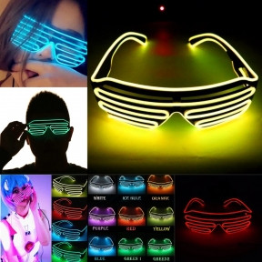 Светодиодные очки EL Wire для вечеринок с подсветкой (три режима подсветки) Желтые - фото 1 - id-p179623473