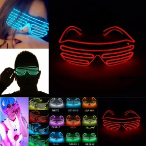 Светодиодные очки EL Wire для вечеринок с подсветкой (три режима подсветки) Красные - фото 1 - id-p179623475