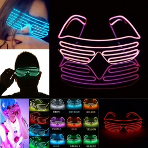 Светодиодные очки EL Wire для вечеринок с подсветкой (три режима подсветки) Белые - фото 1 - id-p179623477