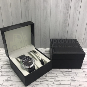 Подарочный набор 2 в 1 мужские кварцевые часы и браслет Модель 22, фото 1