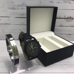 Подарочный набор 2 в 1 мужские кварцевые часы и браслет Модель 10, фото 1