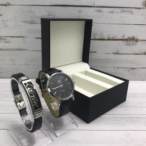 Подарочный набор 2 в 1 мужские кварцевые часы и браслет Модель 7, фото 1