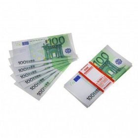 Купюры бутафорные доллары, евро, рубли (1 пачка) / Сувенирные деньги 100 Euro бутафорных (75 шт. в пачке)