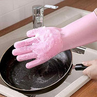 Многофункциональные силиконовые перчатки Magic Brush Розовые