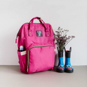 Сумка - рюкзак для мамы Baby Mo с USB / Цветотерапия, качество, стиль Розовый с карабином и креплением USB - фото 1 - id-p179625744