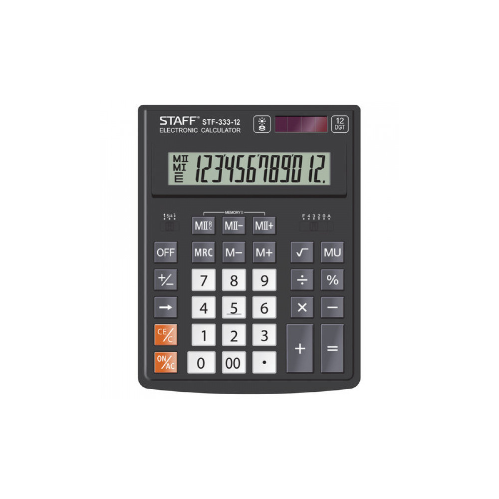 Калькулятор STAFF настольный STF-333, 12 разрядов, двойное питание, 200x154мм, 250415 - фото 1 - id-p190195072