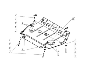 Защита Мотодор усиленная для картера, КПП Lexus RX 300, 330, 350, 400h II 2003-2009.