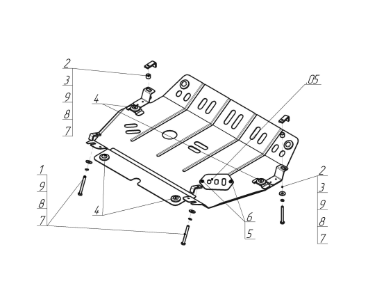 Защита Мотодор усиленная для картера, КПП Lexus RX 300, 330, 350, 400h II 2003-2009.